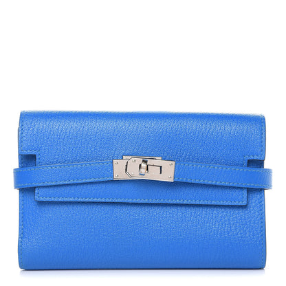 Hermes Chevre Mysore Medium Kelly Wallet Bleu Hydra 1 of 16