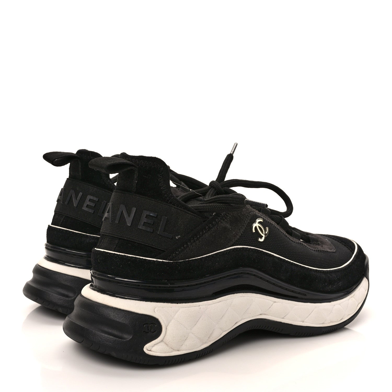 Chanel Velvet Calfskin Mixed Fibers CC Sneakers 39 Black 4 of 9