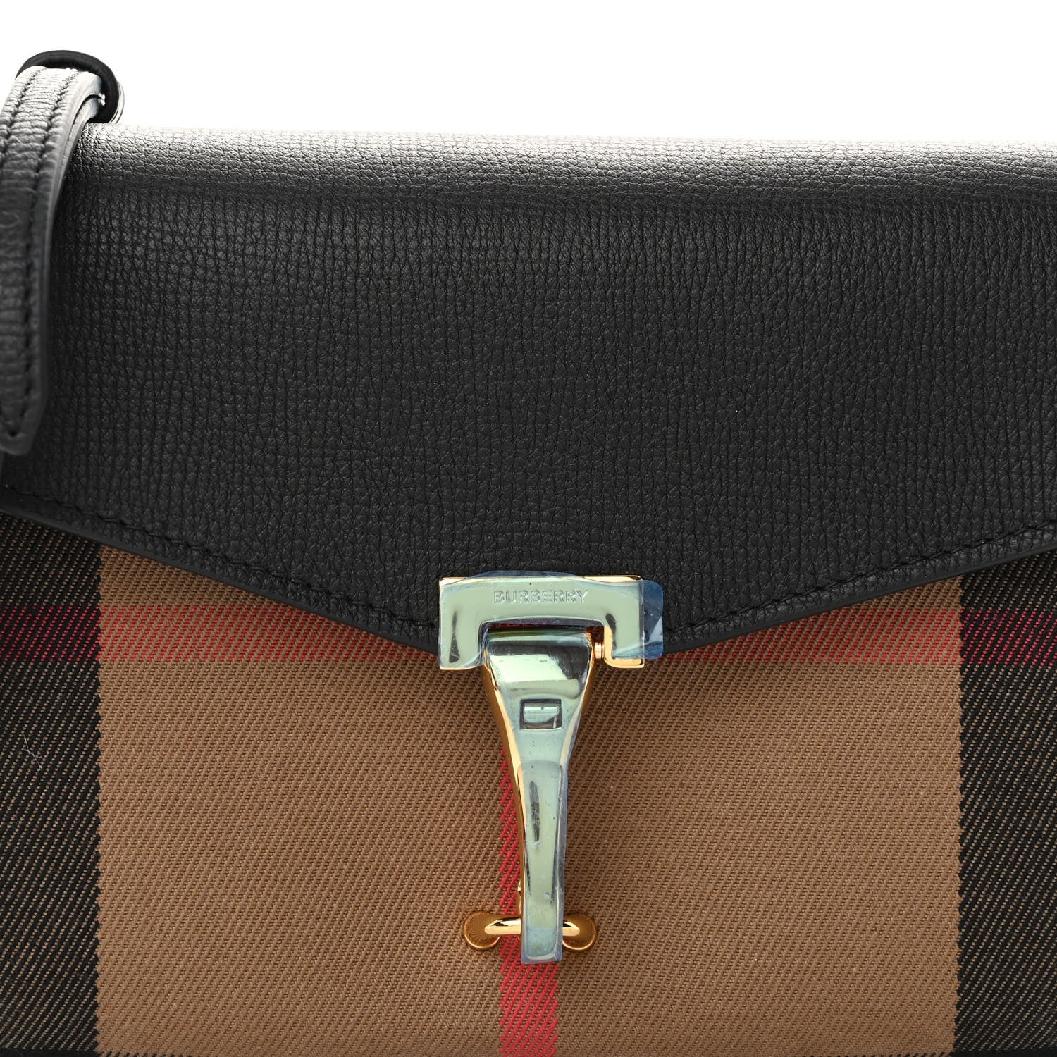 Burberry Derby Calfskin House Check Baby Macken Crossbody Bag Black 7 of 9