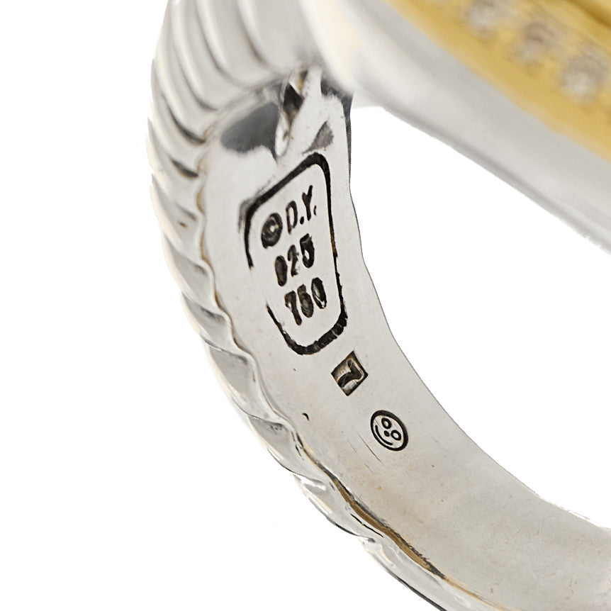 David Yurman Sterling Silver 18K Yellow Gold Diamond Smoky Quartz 14mm Albion Ring 54 7 5 of 5