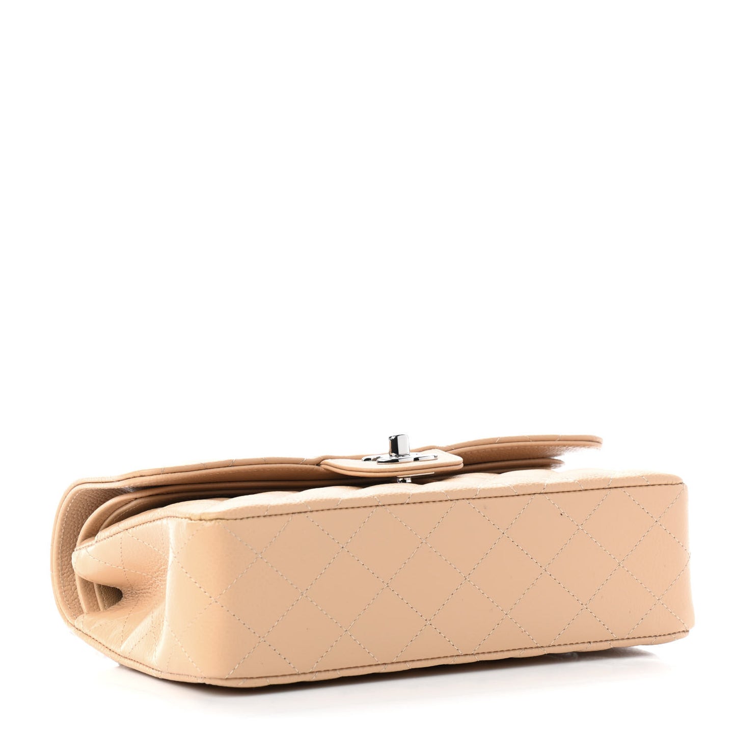 Caviar Quilted Small Double Flap Beige