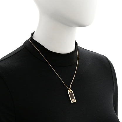 Christian Dior Metal Crystal Enamel CD Tag Necklace Gold Brown 2 of 5