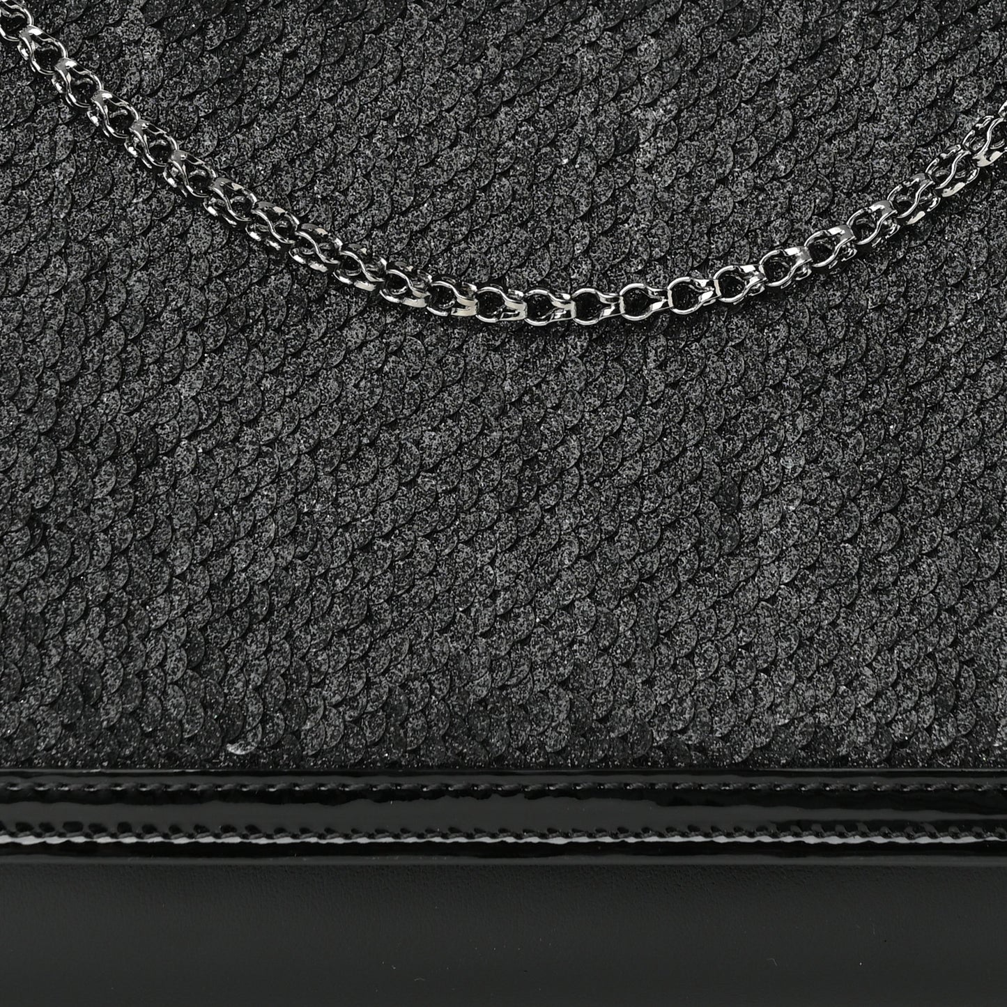 Calfskin Pailette Spikes Paloma Clutch Black