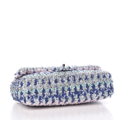 Chanel Tweed Knit Medium Flap Multicolor Pink 5 of 9