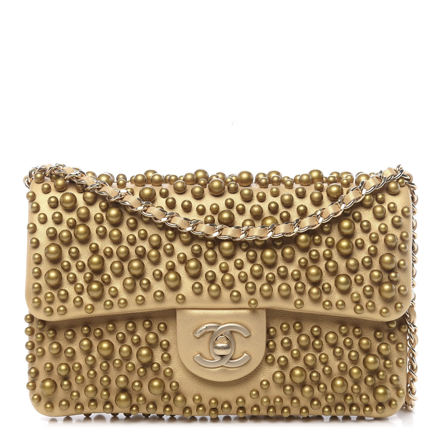 Chanel Lambskin Pearls Flap Gold 1 of 10