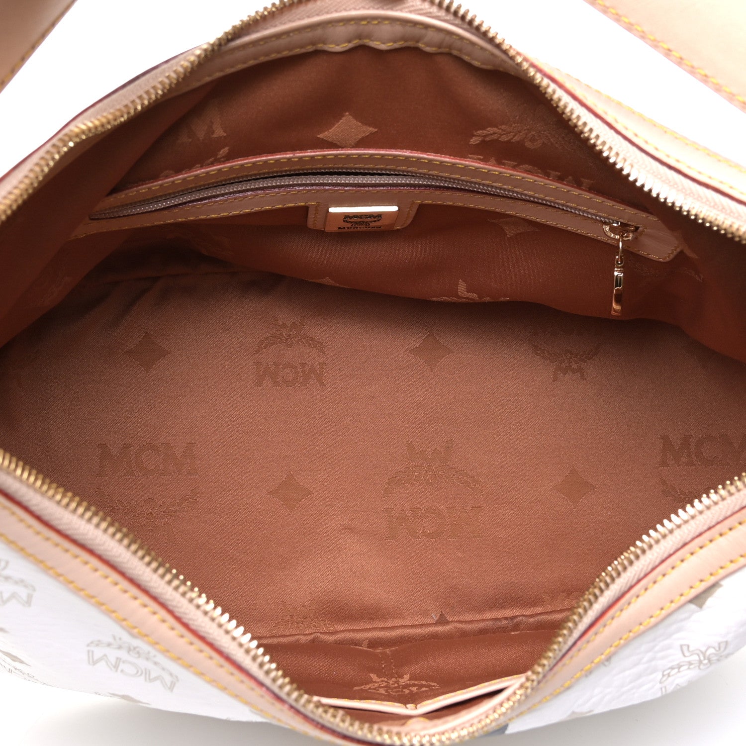 MCM Visetos Striped Hobo White 4 of 4