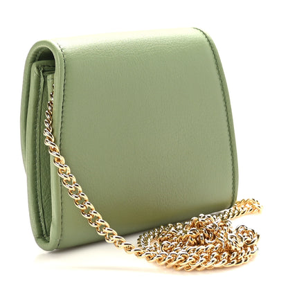 Gucci Roxy Calfskin Medium Blondie Chain Wallet Salamander Green 3 of 9