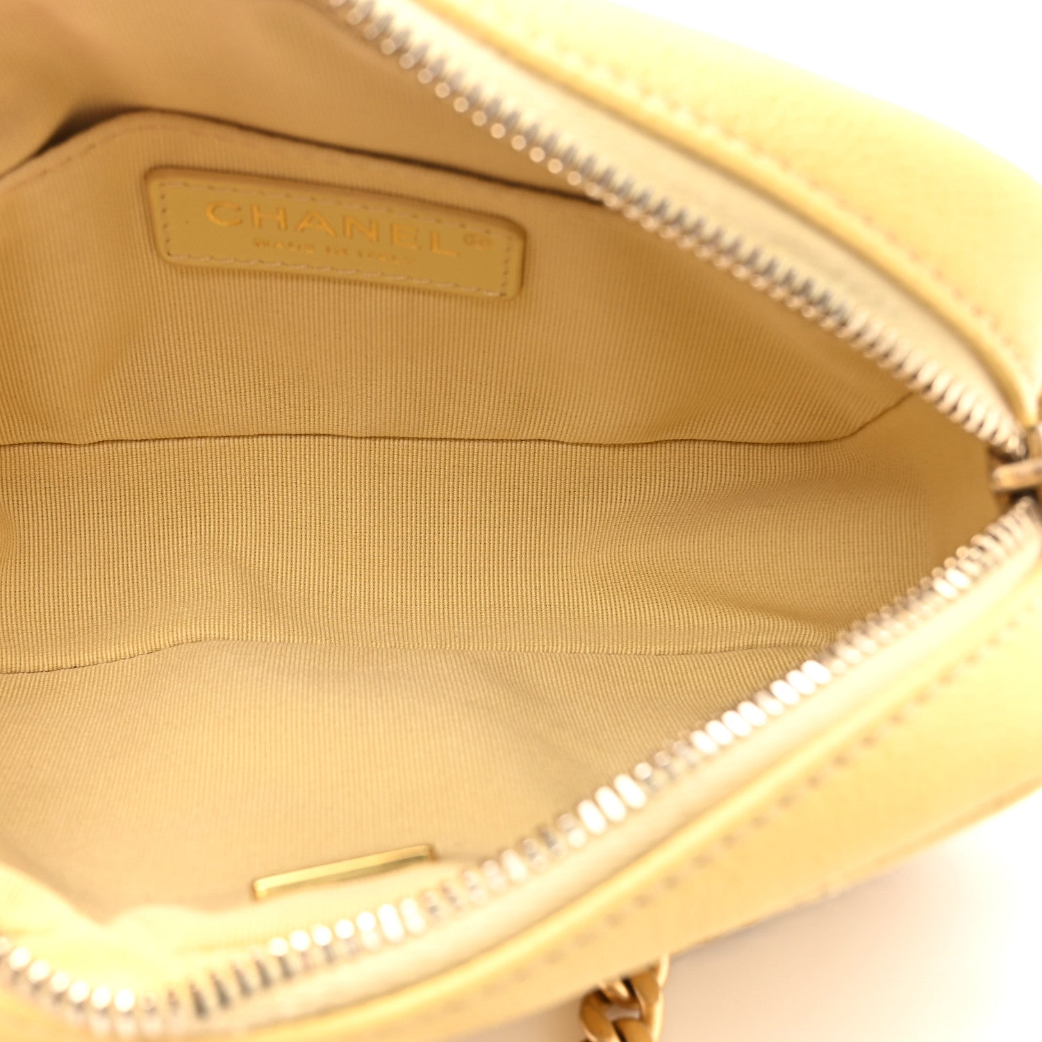 Chanel Shiny Caviar Quilted Chain Melody Camera Bag Yellow 5 of 10
