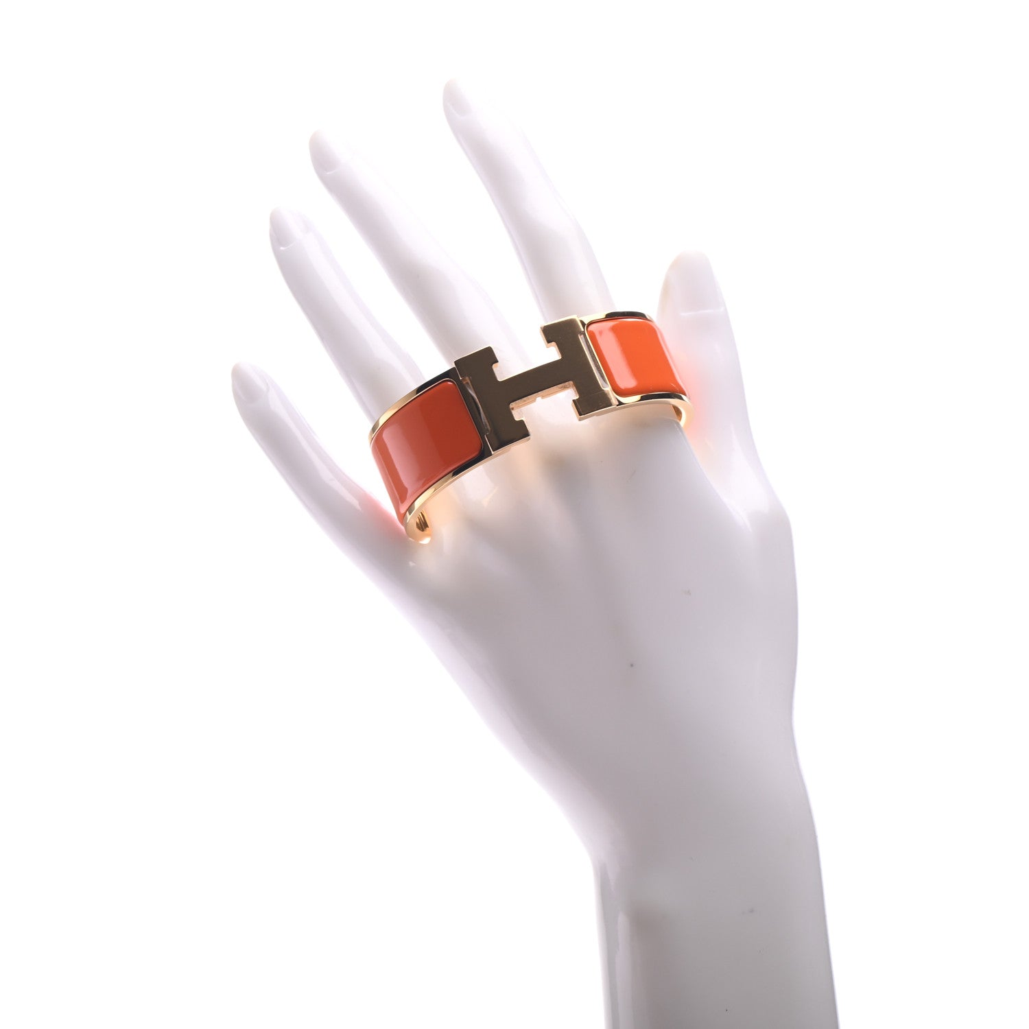 Hermes Enamel Wide Clic Clac H Bracelet GM Orange 2 of 6