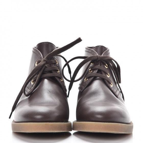 Chanel Calfskin Short Lace Up Boots 39 Brown 3 of 10