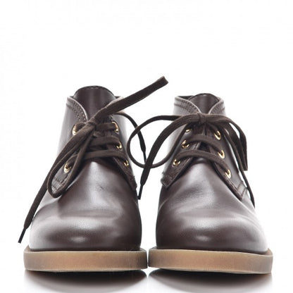 Chanel Calfskin Short Lace Up Boots 39 Brown 3 of 10