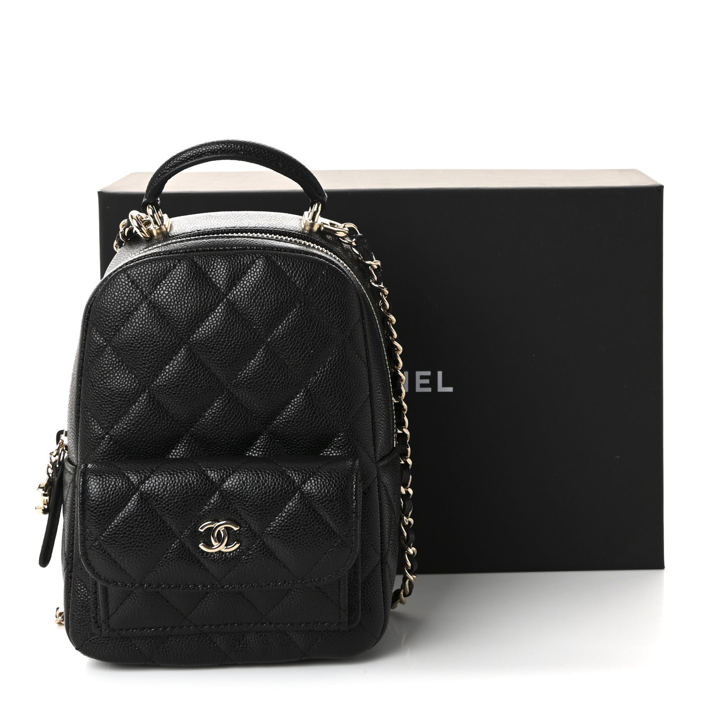 Caviar Quilted CC Mini Classic Backpack Black