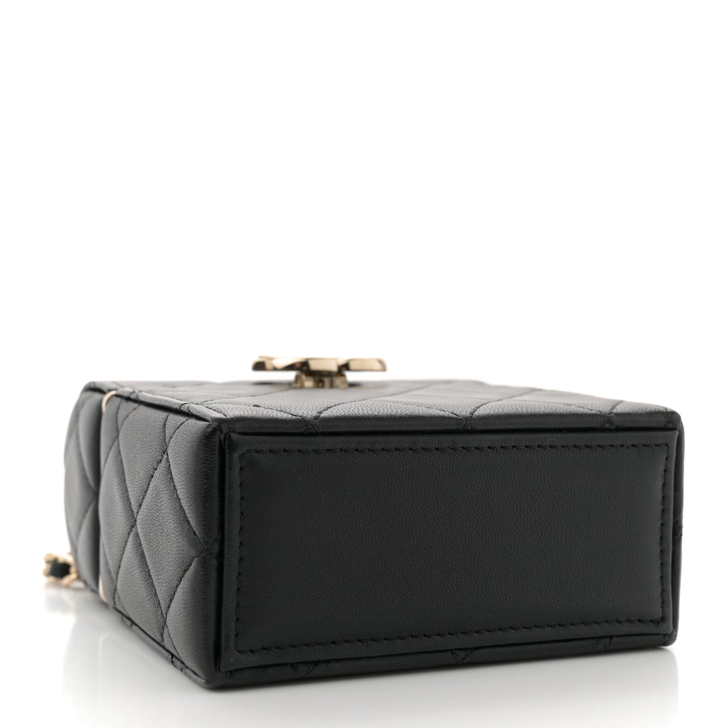 Lambskin Quilted Small Box With Chain Black