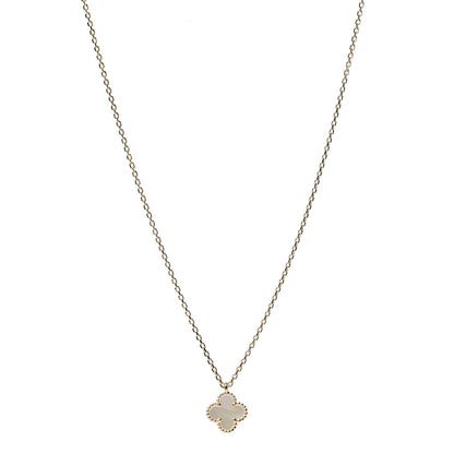 Van Cleef & Arpels 18K Yellow Gold Mother of Pearl Sweet Alhambra Pendant Necklace 1 of 7