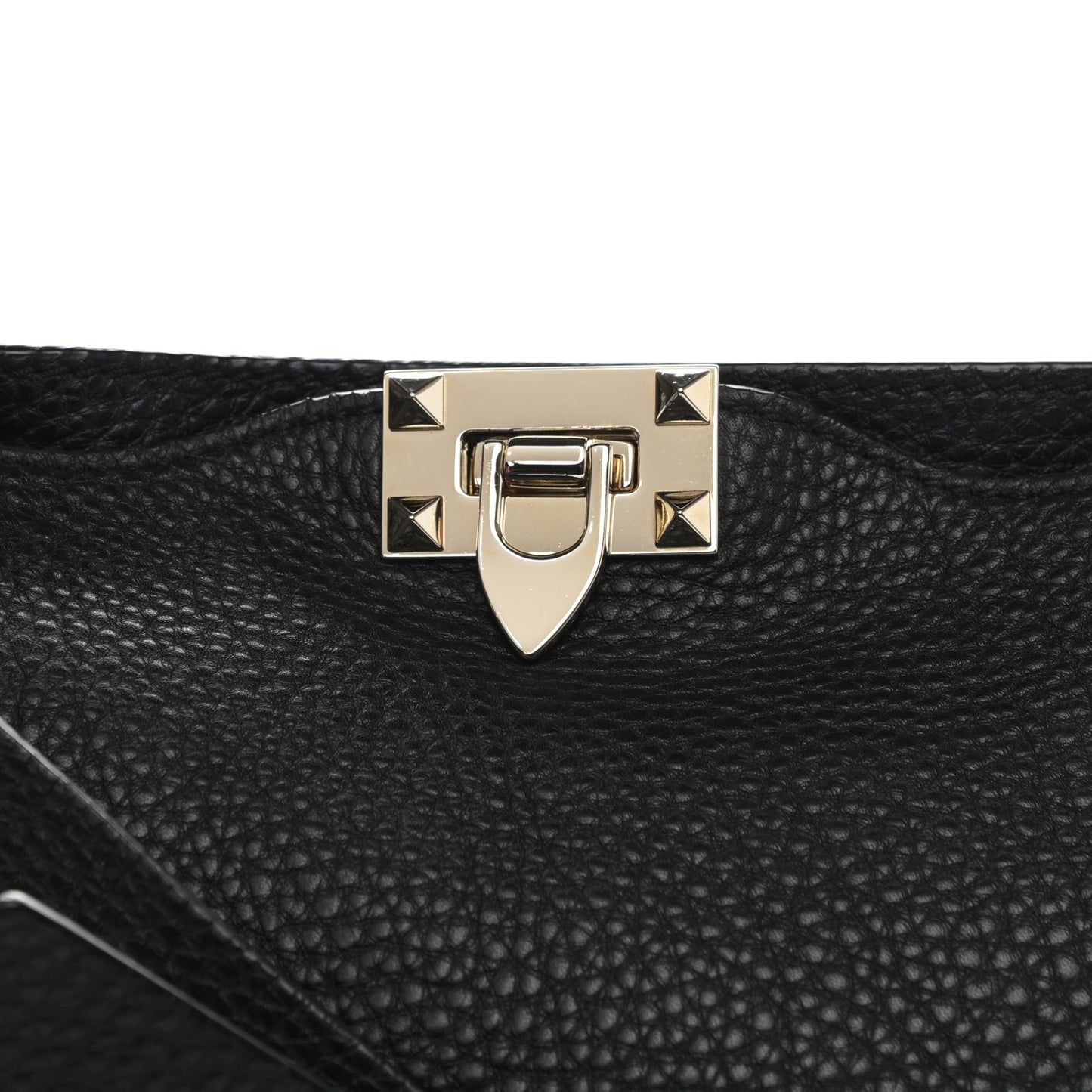 Pebbled Calfskin Large Rockstud Flip-Lock Messenger Bag Black
