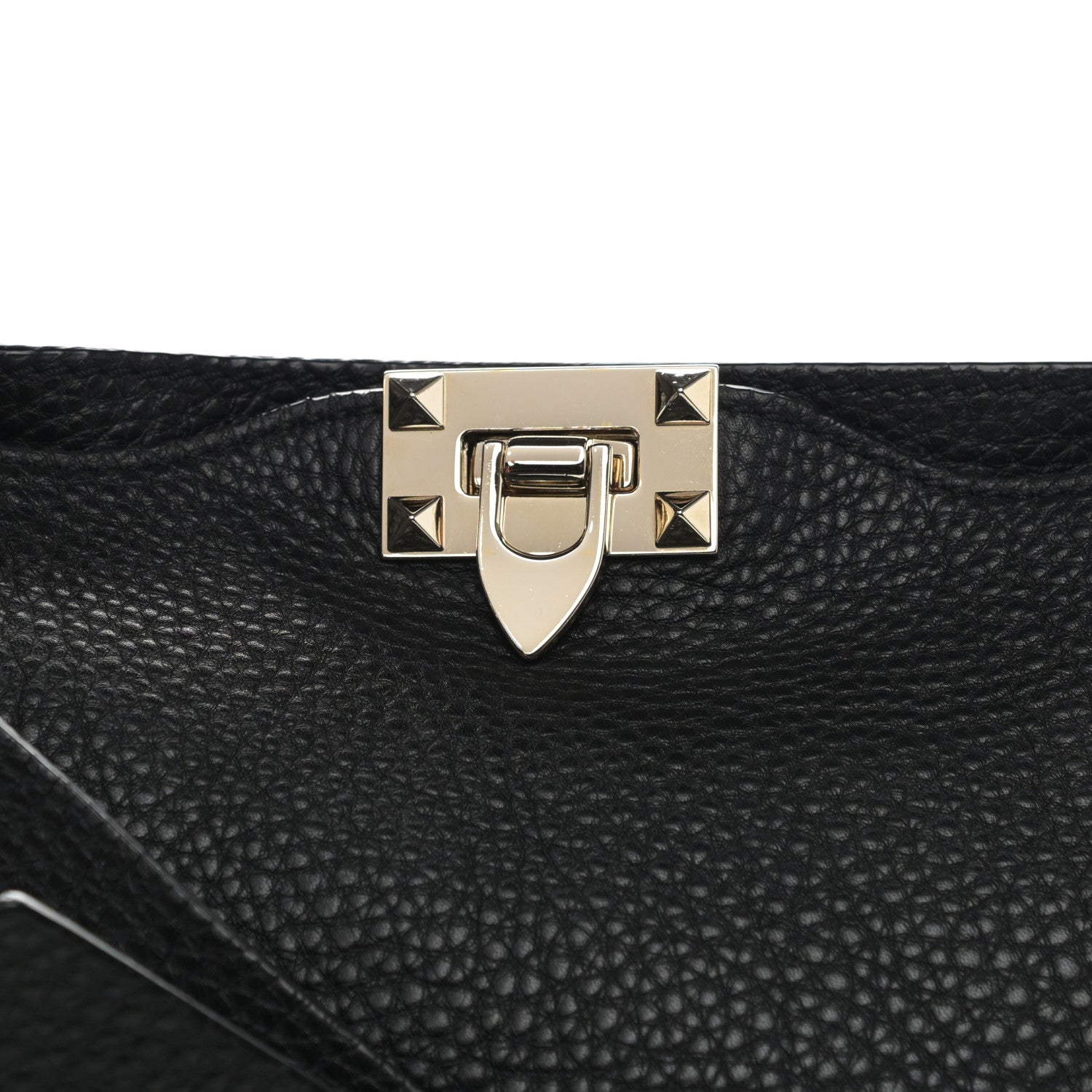 Valentino Garavani Pebbled Calfskin Large Rockstud Flip-Lock Messenger Bag Black 8 of 12