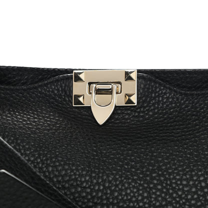 Valentino Garavani Pebbled Calfskin Large Rockstud Flip-Lock Messenger Bag Black 8 of 12