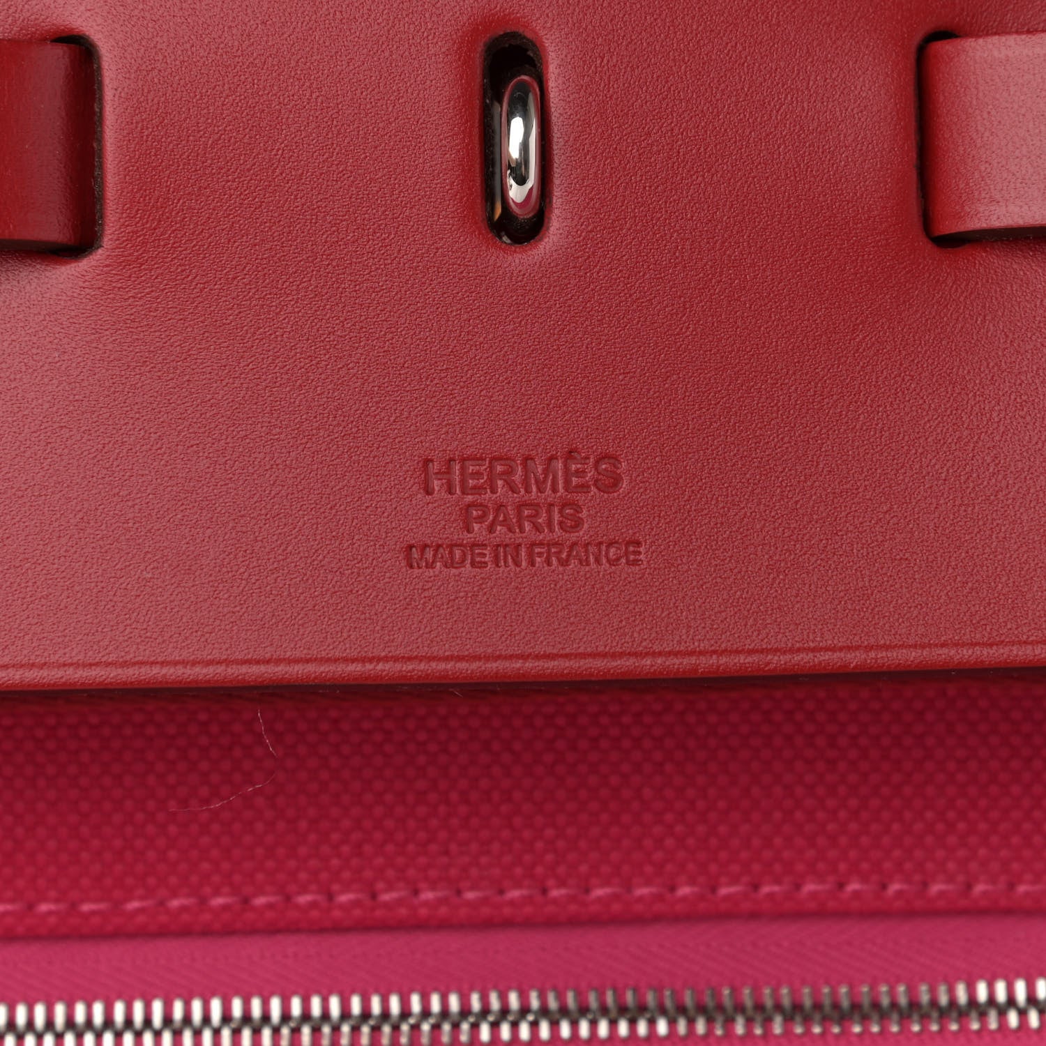 Hermes Military Toile Vache Hunter Herbag Zip Retourne Cabine Bag Rose Mexico Rouge Piment 7 of 13