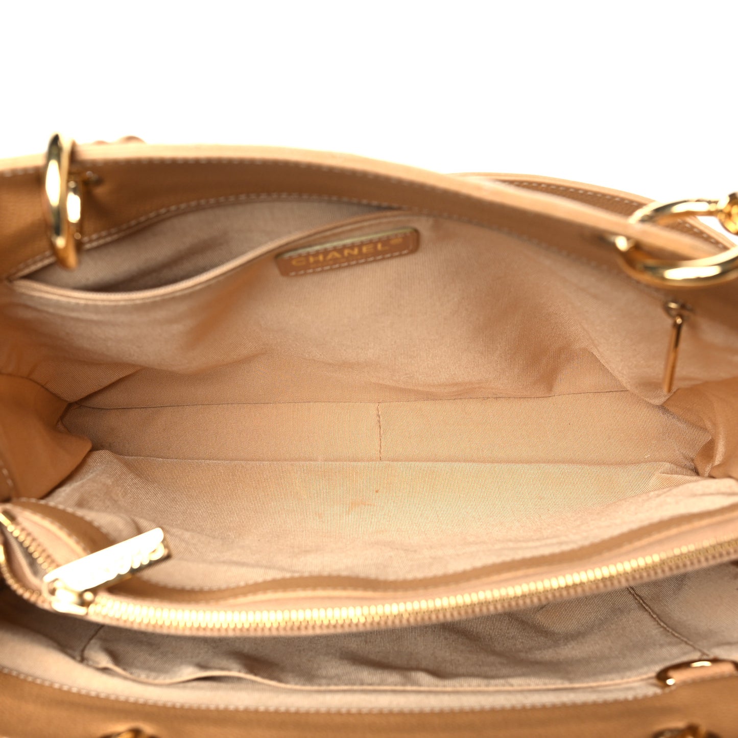 Caviar Quilted Grand Shopping Tote GST Dark Beige