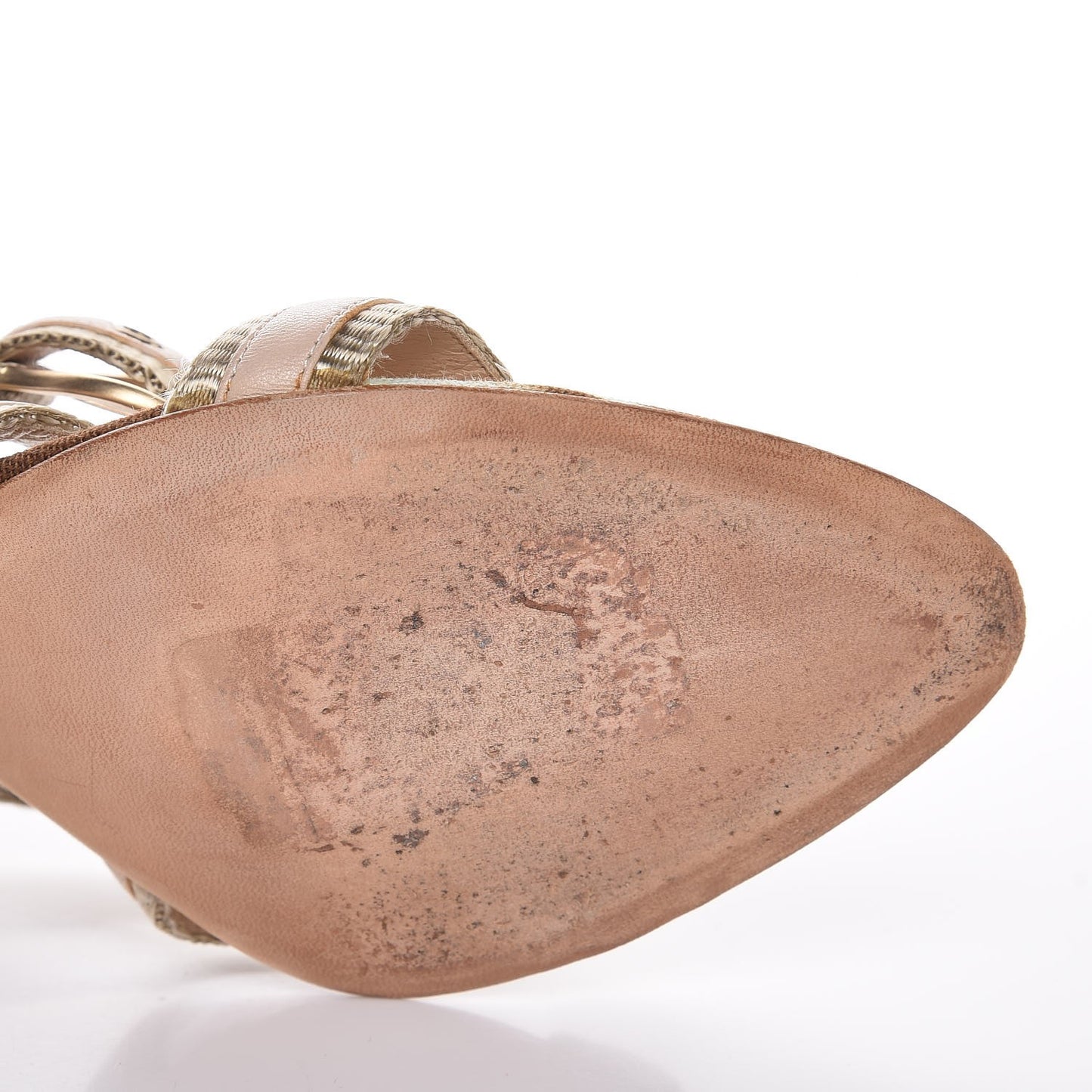 Calfskin Buckle Mule Sandals 40 Beige Gold