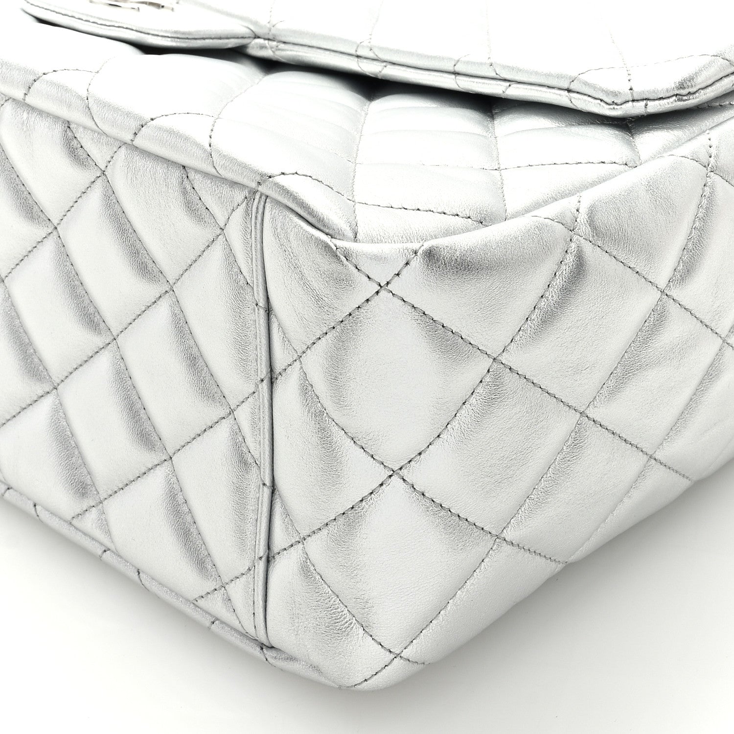 Chanel Metallic Lambskin Quilted XXL Travel Flap Bag Silver 9 of 9