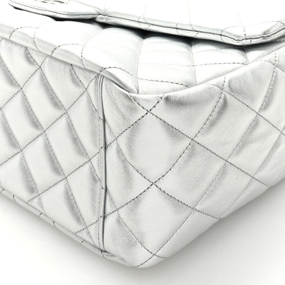 Chanel Metallic Lambskin Quilted XXL Travel Flap Bag Silver 9 of 9