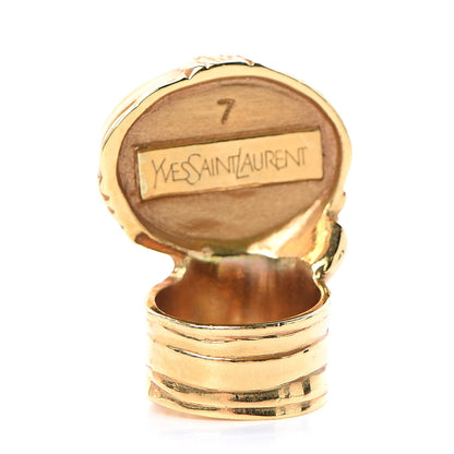 Saint Laurent Glass Cabochon Arty Ovale Ring 7 Gold Turquoise 4 of 5