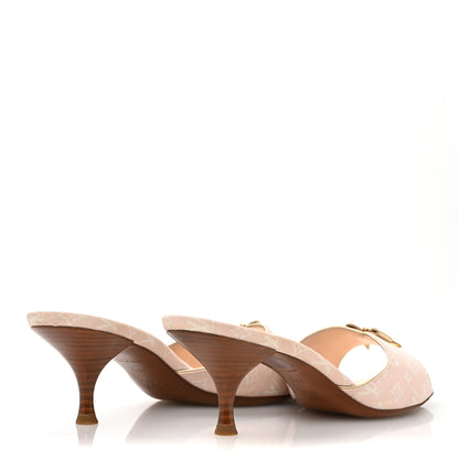 Louis Vuitton Monogram Bow Kitten Heel Sandals 39.5 Pink 5 of 12