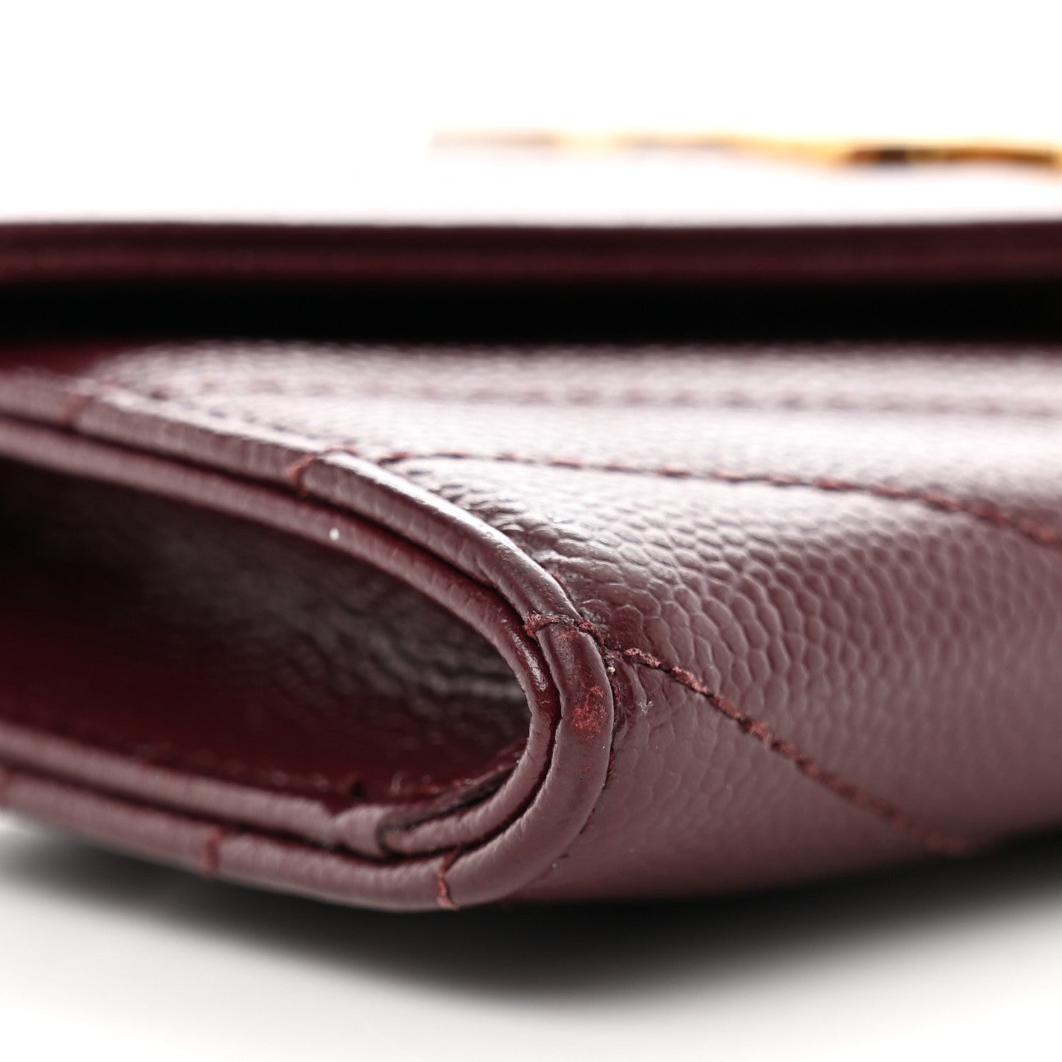 Saint Laurent Grain De Poudre Matelasse Chevron Small Monogram Envelope Wallet Burgundy 9 of 9