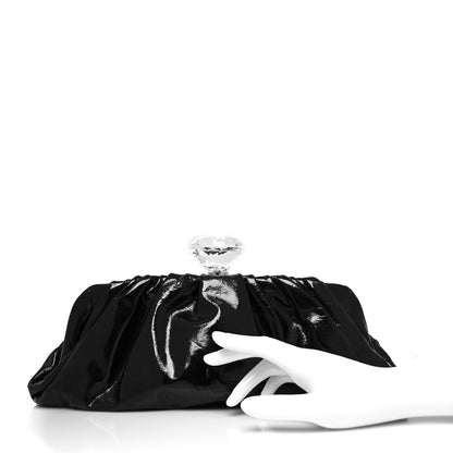 Chanel Vinyl Diamond Kiss Lock Clutch Black 2 of 14