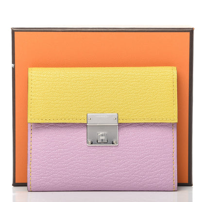 Hermes Chevre Mysore Mini Clic Card Holder Mauve Sylvestre Jaune de Naples 8 of 8