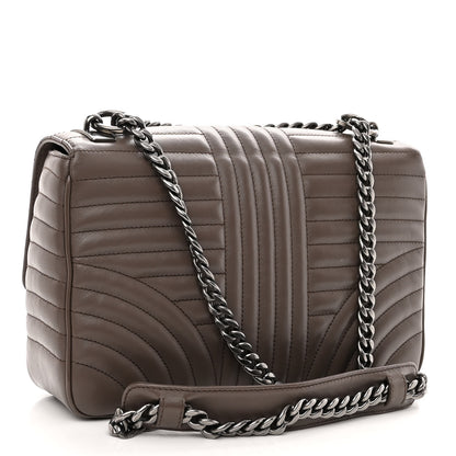 Prada Soft Calfskin Impunture Diagramme Large Chain Flap Shoulder Bag Bambu 3 of 9