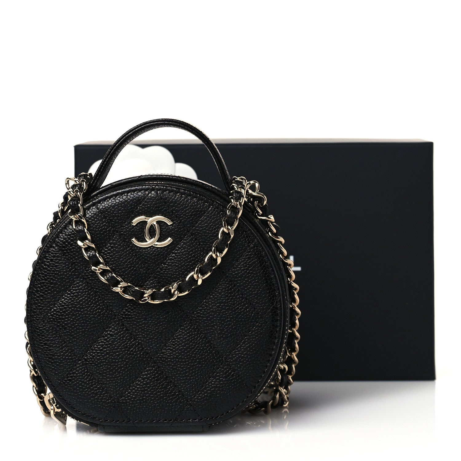Chanel Caviar Quilted Round Handle With Care Vanity With Chain Black 11 of 11