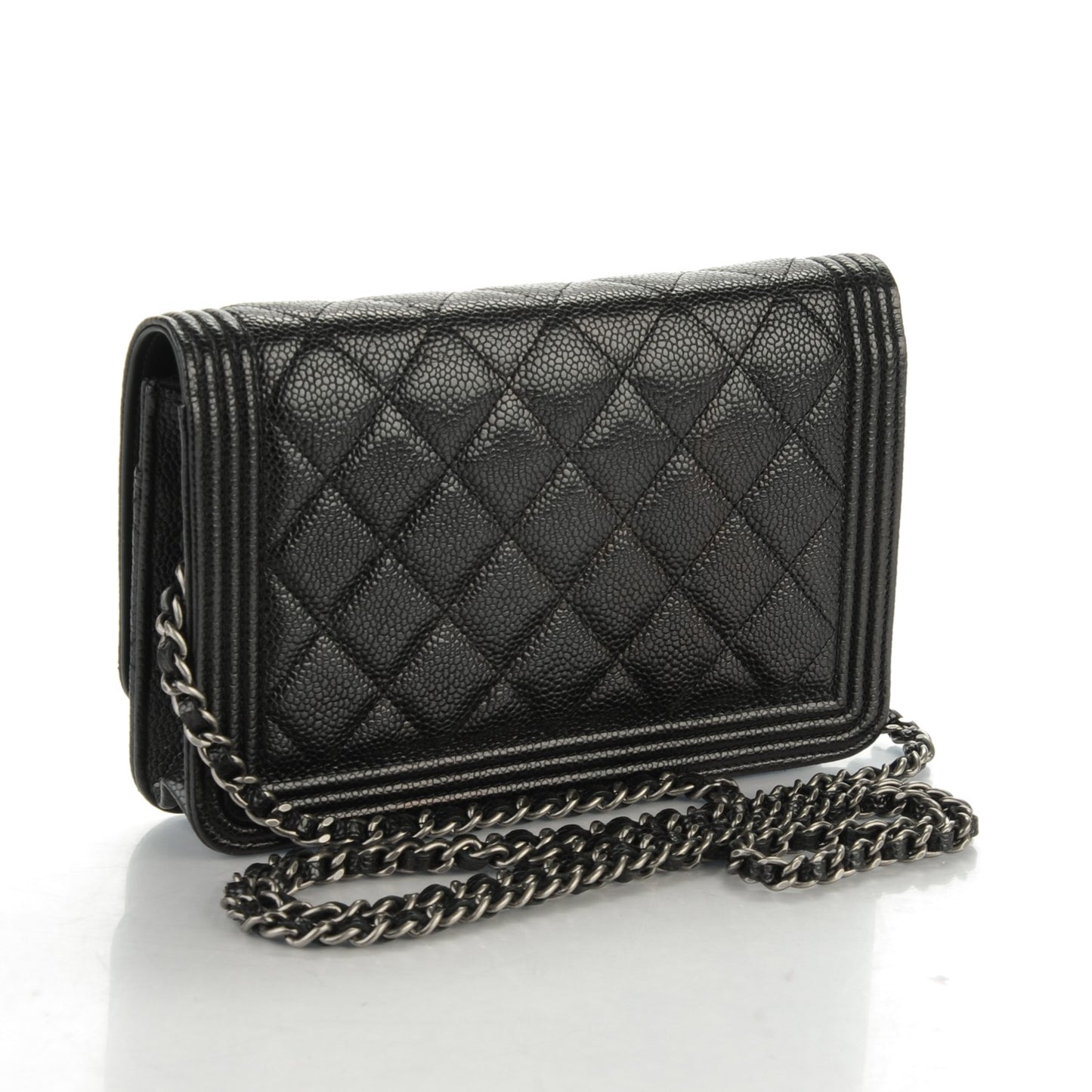 Caviar Quilted Boy Wallet On Chain WOC Black