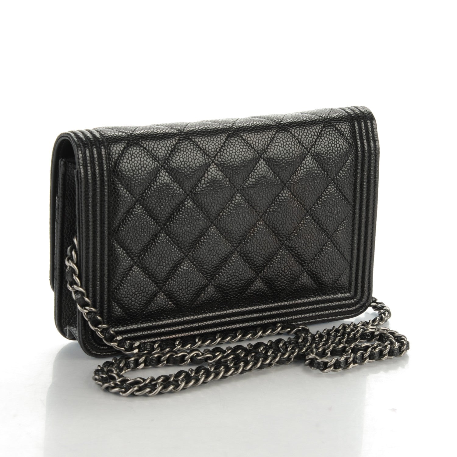 Chanel Caviar Quilted Boy Wallet On Chain WOC Black 3 of 8