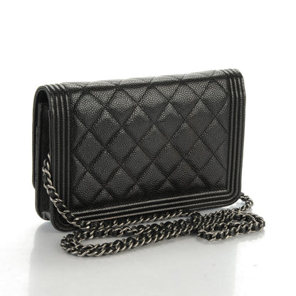 Chanel Caviar Quilted Boy Wallet On Chain WOC Black 3 of 8