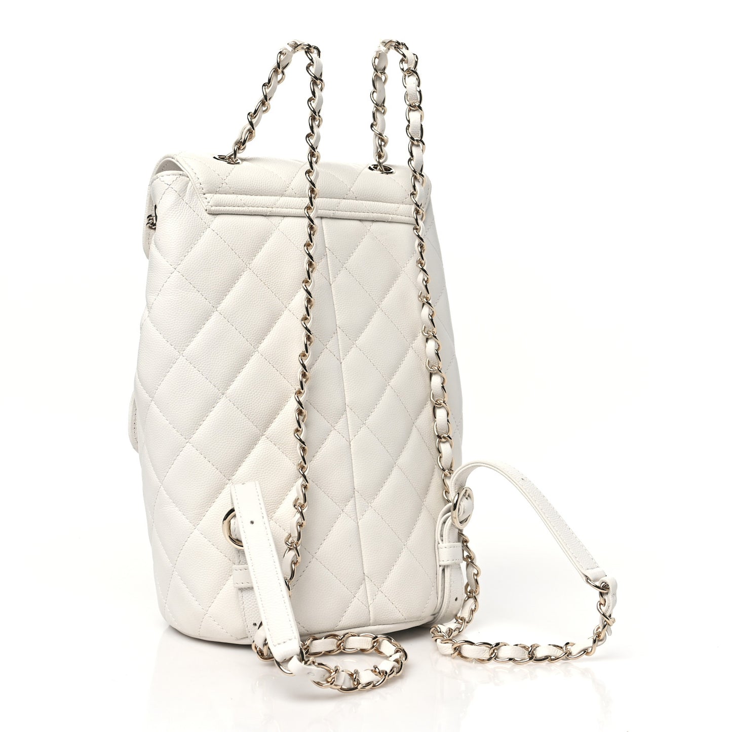 Caviar Quilted Pockets Backpack White