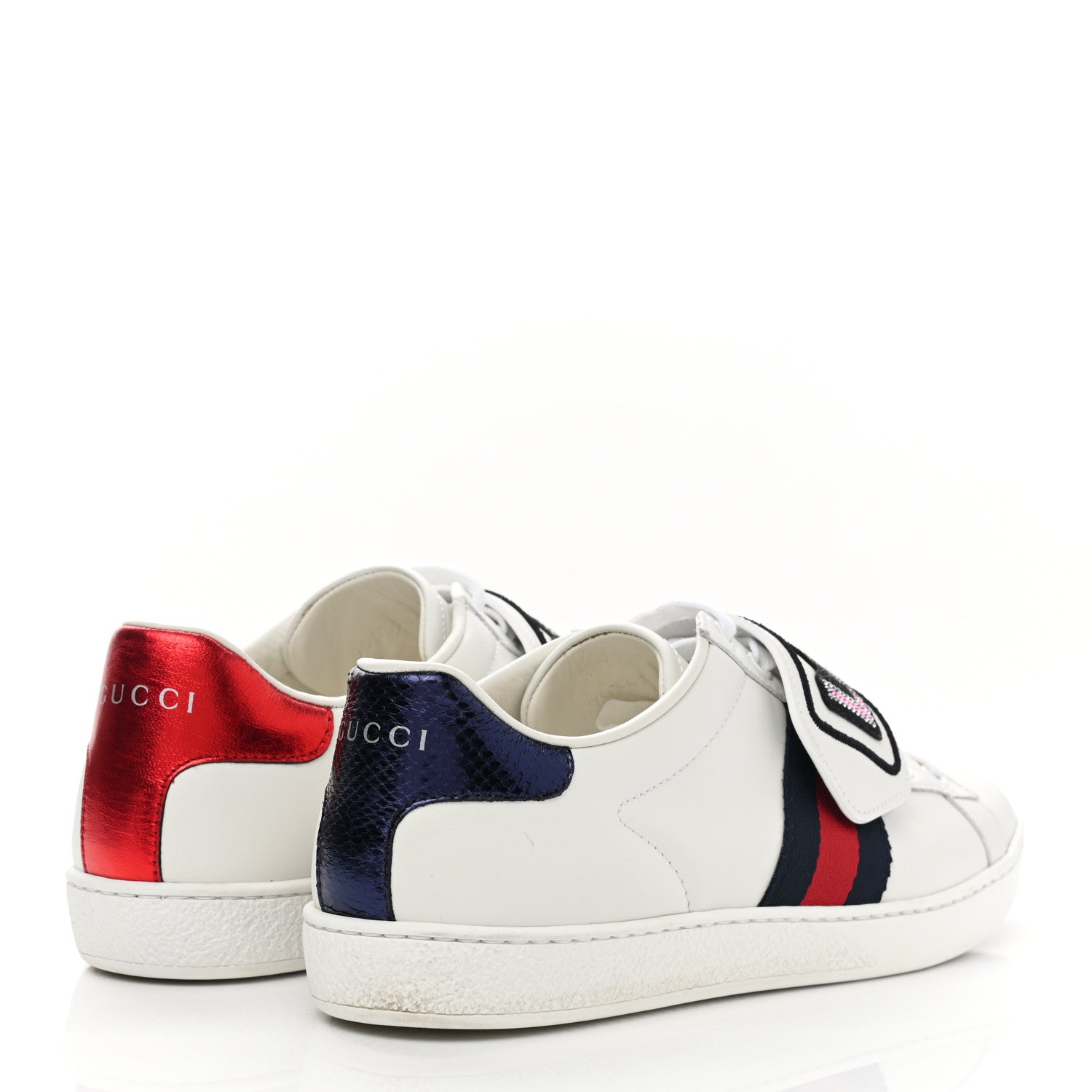 Gucci Calfskin Ayers Web Crystal LOVED Womens New Ace Sneakers 38 White 4 of 12
