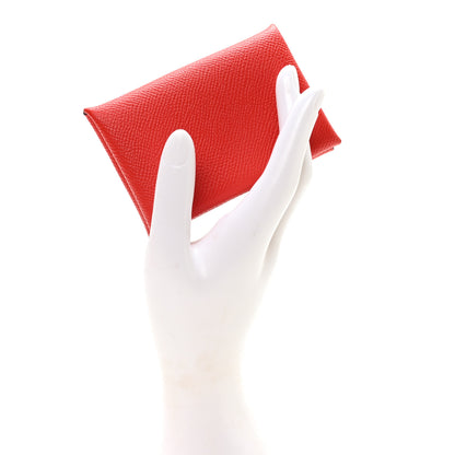 Hermes Epsom Calvi Card Case Rouge De Coeur 2 of 8