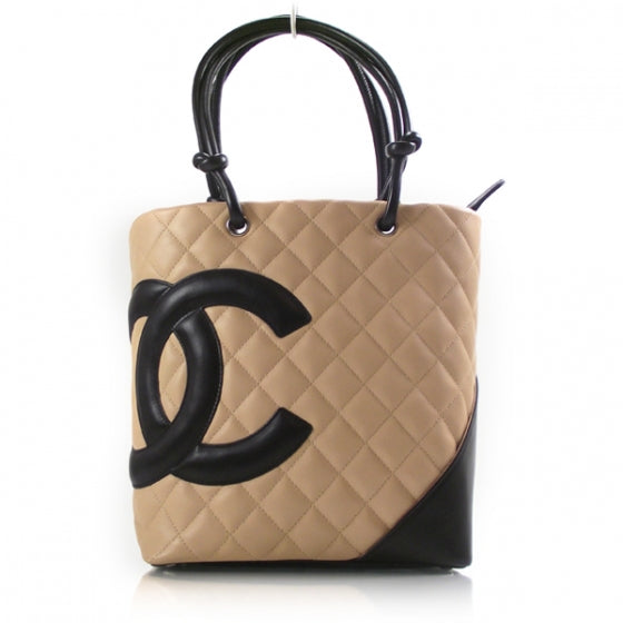 Chanel Calfskin Quilted Medium Cambon Tote Beige Black 1 of 11