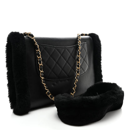 Chanel Lambskin Shearling CC Muff Flap Bag Black 3 of 13