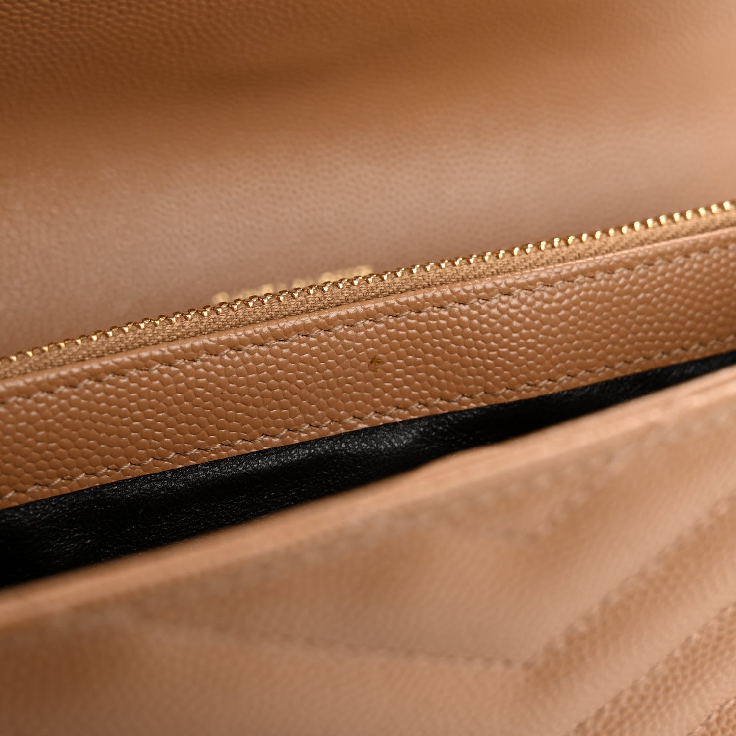 Saint Laurent Grain De Poudre Matelasse Chevron Monogram Flap Wallet Cork 8 of 12