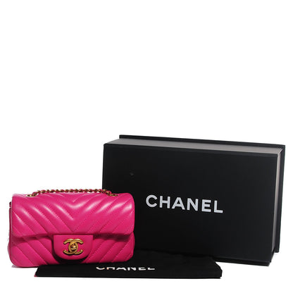 Chanel Lambskin Chevron Quilted Extra Mini Flap Dark Pink 5 of 8