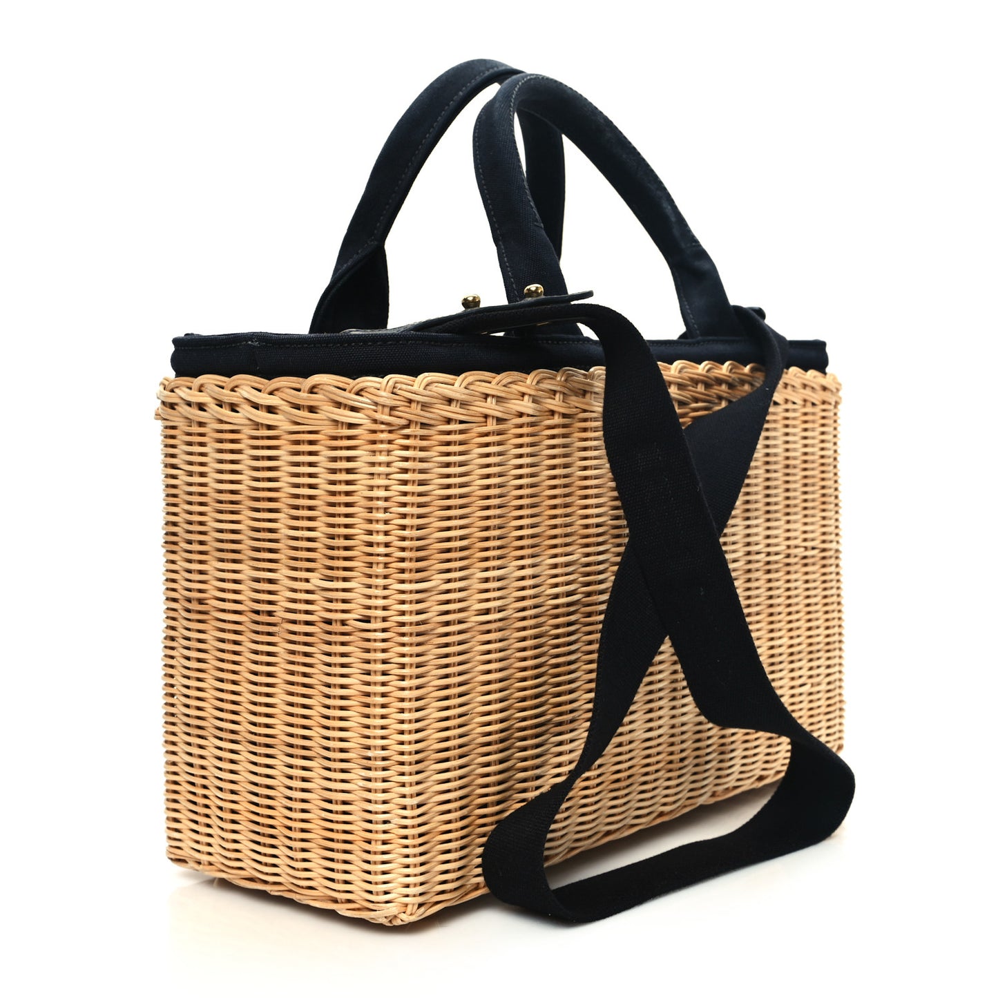 Wicker Canvas Large Tote Naturale Black