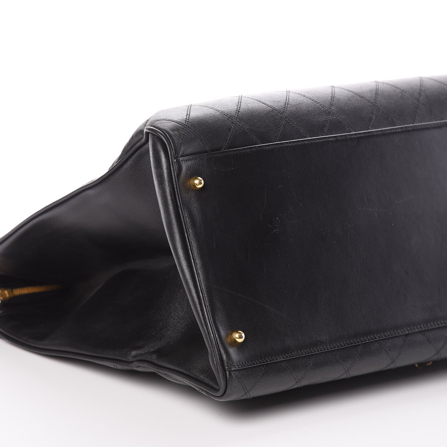 Chanel Calfskin Stitched XL Weekender Black 10 of 11