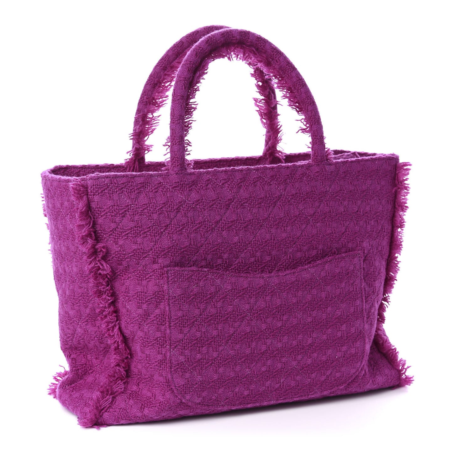 Wool Tweed Large Zipped Shopping Tote Magenta