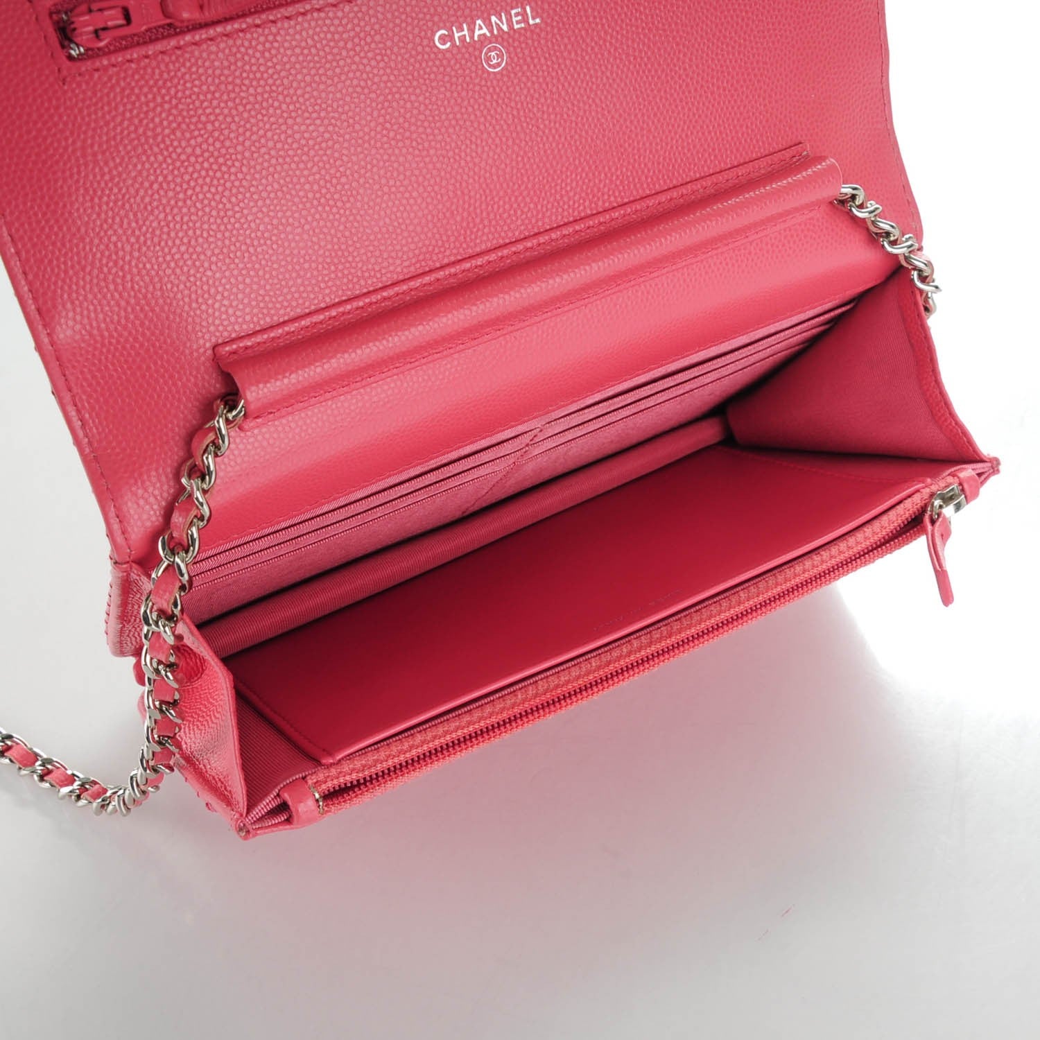 Chanel Caviar Chevron Wallet On Chain WOC Pink 5 of 8