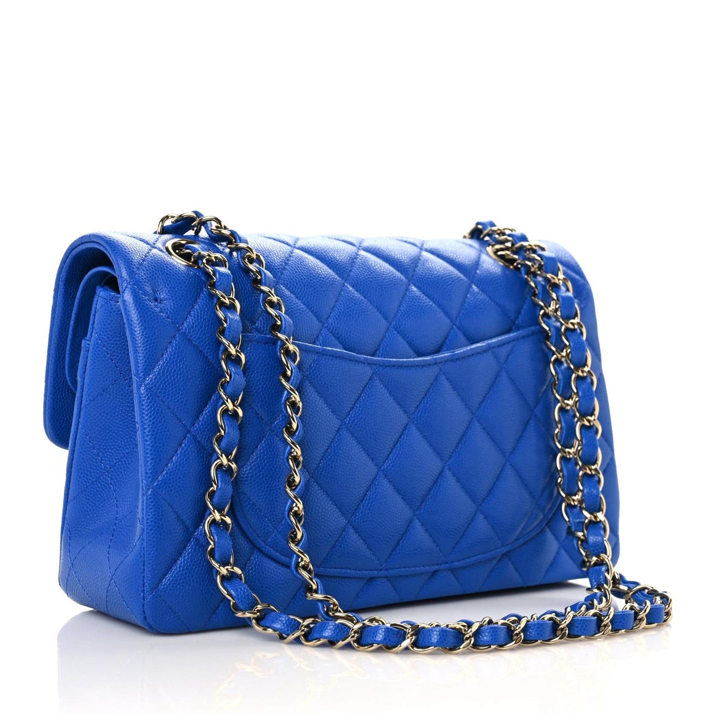 Caviar Quilted Small Double Flap Blue