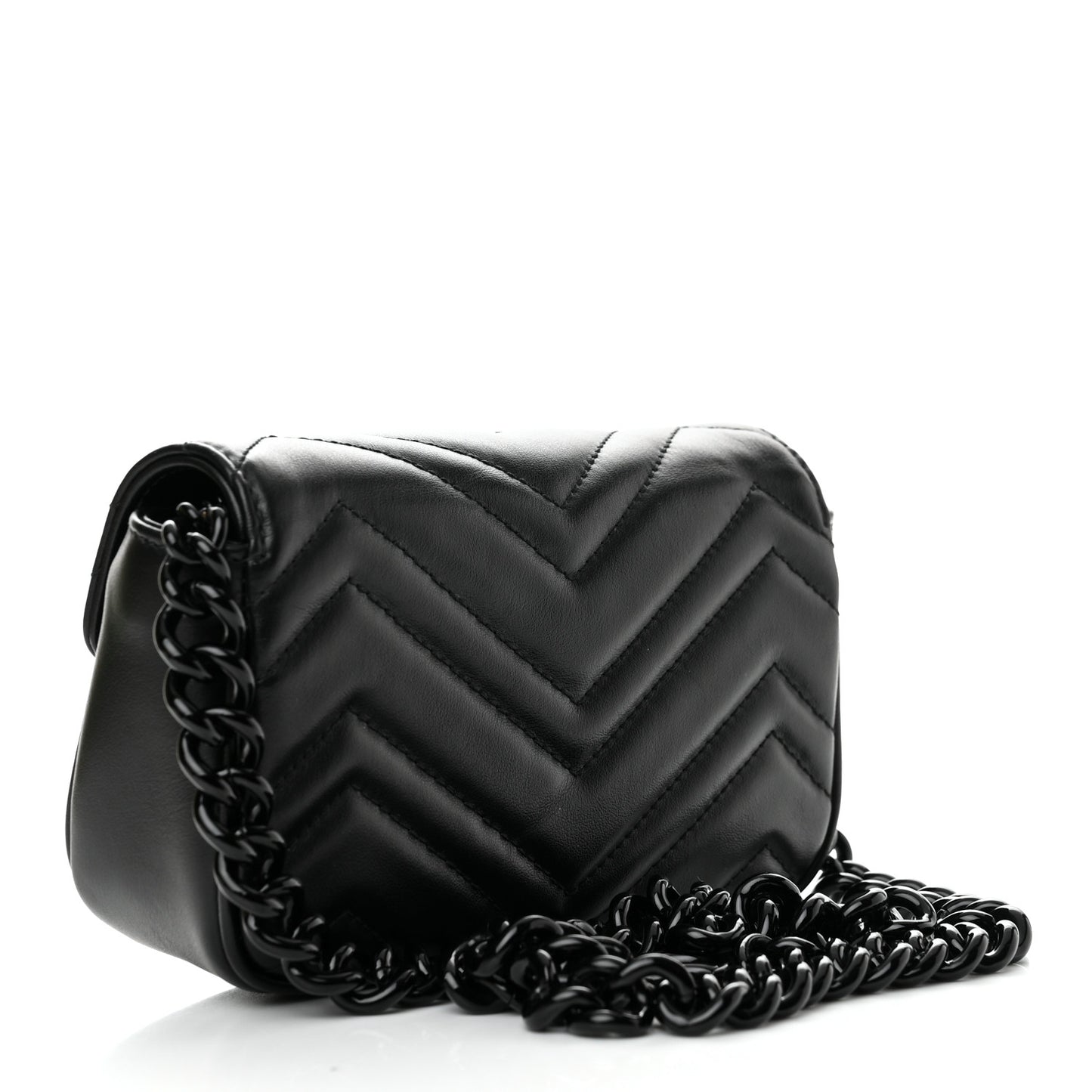 Calfskin Matelasse Monochrome GG Marmont Chain Belt Bag Black