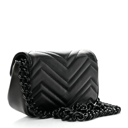 Gucci Calfskin Matelasse Monochrome GG Marmont Chain Belt Bag Black 3 of 12